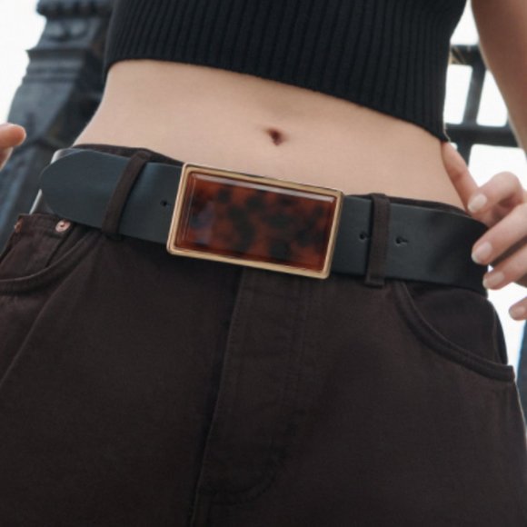 ZARA BLACK BELT WITH ACETATE BUCKLE - Picture 2 of 4